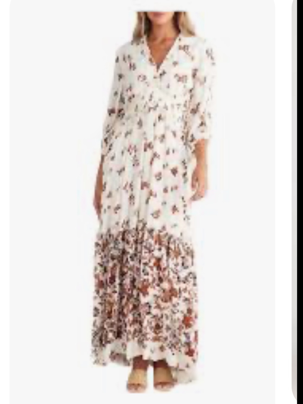 Talisman Bohemian Cream Floral Maxi Dress Size M
